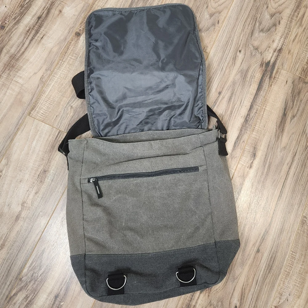 Levi's Canvas Laptop Large Messenger Bag Gray Black Y2K